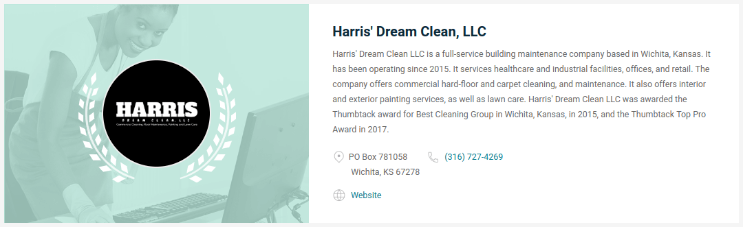harris dream clean award best cleaning group in wichita